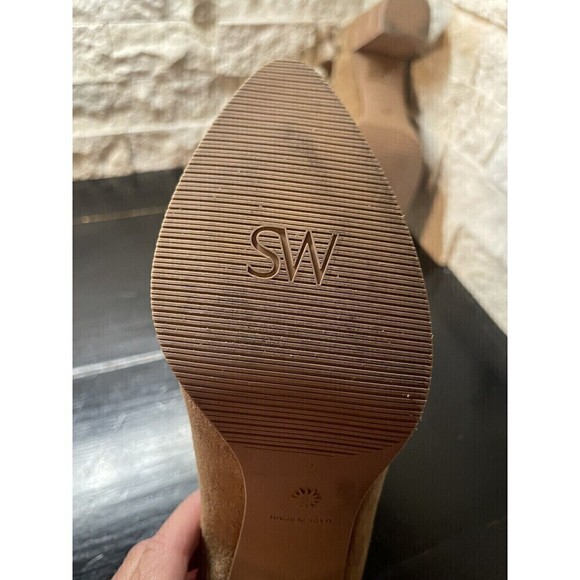 Stuart Weitzman Gardiner Camel Suede Ankle Boots Size 7 B Zip Side Tie Back - Picture 8 of 11